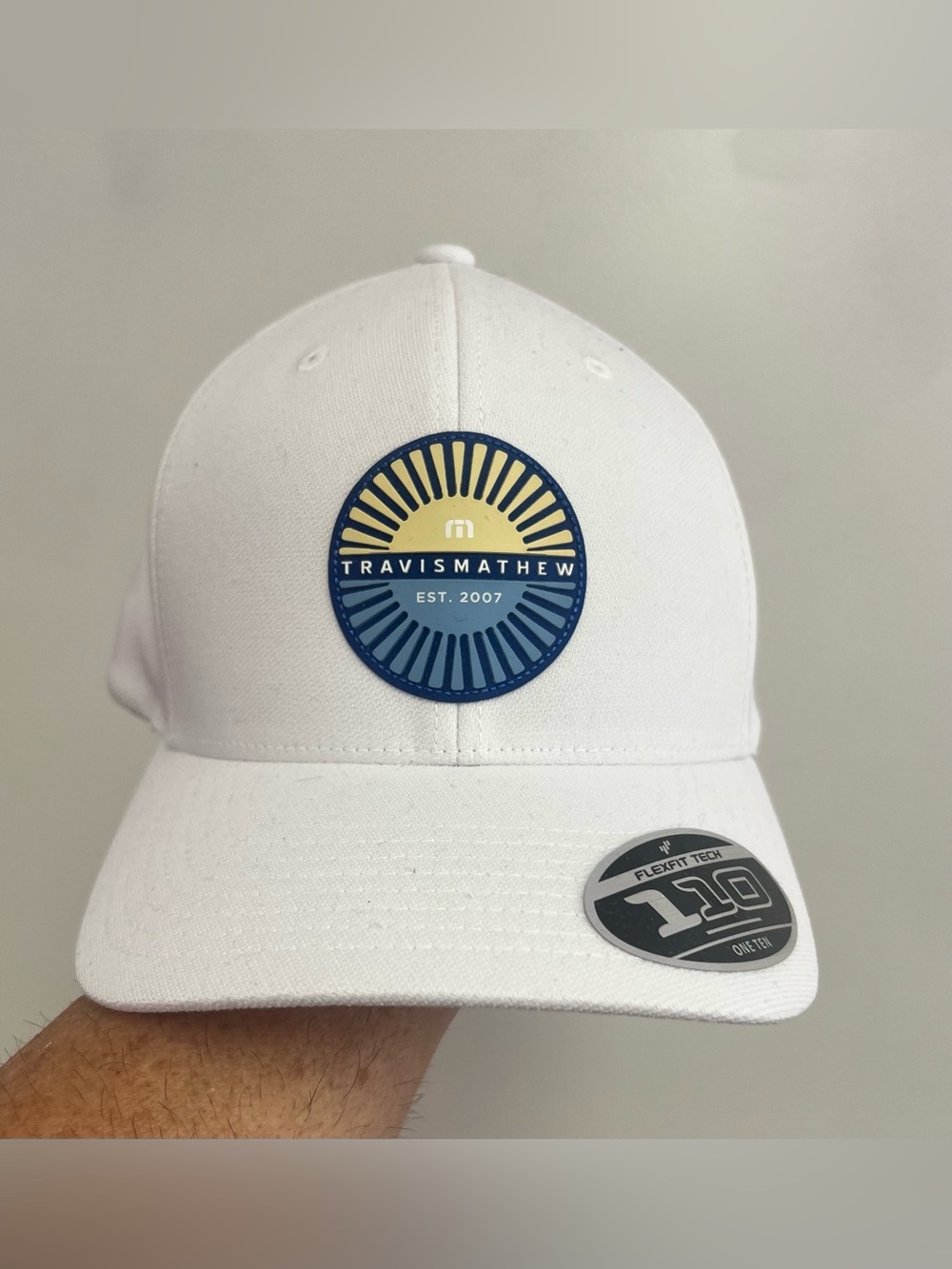 NEW-Travis Mathew Touching Down FlexFit 110 White Adjustable Snap Back Golf Hat